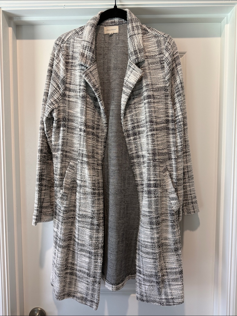 Melloday Plaid Long Open-Front Cardigan Size Medium